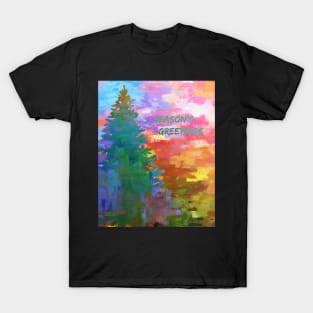 Season's Greetings colorful abstract with tree T-Shirt